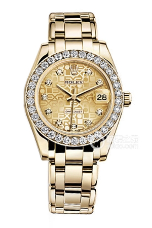 Rolex PEARLMASTER 81298 - Champagne-colored commemorative diamond-set dial Automatic machinery, 18k gold, 34mm