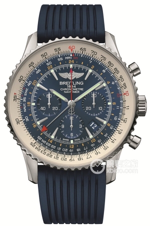 Breitling NAVITIMER GMT Aurora Blue Automatic mechanical movement, stainless steel; rotating bezel, circular slide rule, 48mm