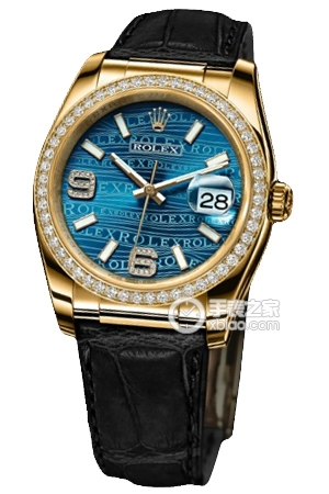 Rolex Lady Datejust 116188 with Blue Dial and Diamonds Automatic machinery, 18k gold, 36mm