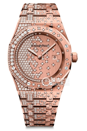 Audemars Piguet Royal Oak 67654OR.ZZ.1264OR.01 Quartz, 18K rose gold set with diamonds, 429 brilliant-cut diamonds, total weight approximately 2.33mm.
