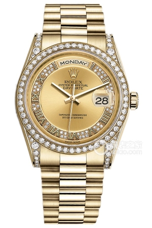 Rolex Day-Date Model M118388-0015 Automatic mechanical, 18k gold set with diamonds, 36mm