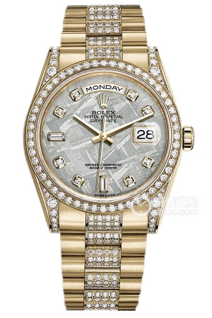 Rolex Day-Date Model M118388-0058 Automatic mechanical, 18k gold set with diamonds, 36mm