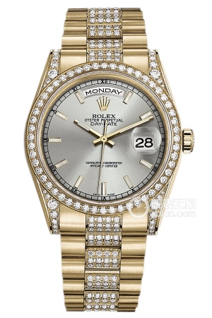 Rolex Day-Date Model M118388-0174 Automatic mechanical, 18k gold set with diamonds, 36mm