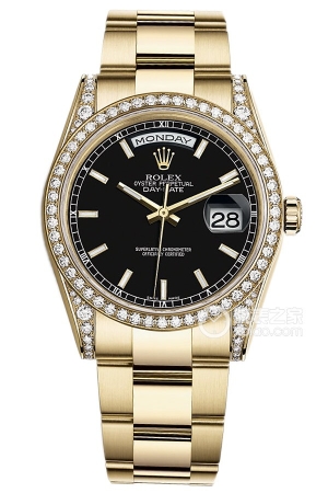 Rolex Day-Date Model M118388-0190 Automatic mechanical, 18k gold set with diamonds, 36mm