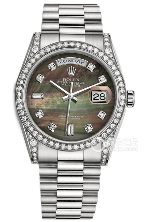 Rolex Day-Date Model M118389-0010 Automatic mechanical, 18k white gold set with diamonds, 36mm