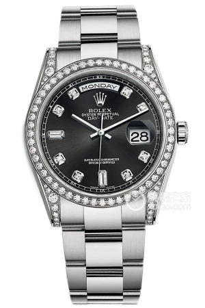 Rolex Day-Date Model M118389-0027 Automatic mechanical design, 18ct white gold set with diamonds, 36mm