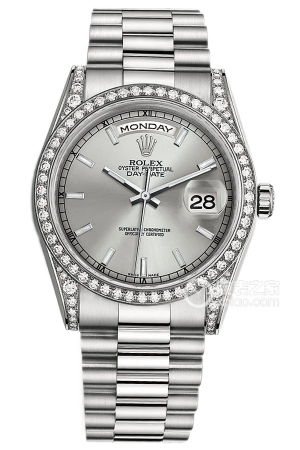 Rolex Day-Date Model M118389-0058 Automatic mechanical design, 18ct white gold set with diamonds, 36mm