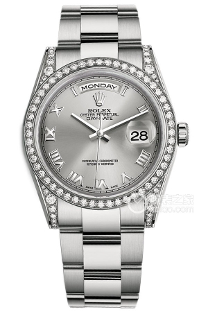 Rolex Day-Date Model M118389-0121 Automatic mechanical design, 18ct white gold set with diamonds, 36mm