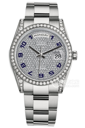 Rolex Day-Date Model M118389-0123 Automatic mechanical design, 18ct white gold set with diamonds, 36mm