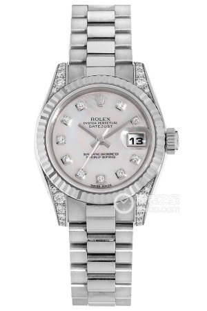 Rolex Women's Datejust 179239 Automatic mechanical movement, 18k white gold, diamond-set lugs, 26mm