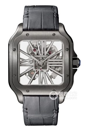 Cartier Santos WHSA0009 Manual mechanical movement, black ADLC (amorphous diamond-like carbon) coated stainless steel, 39.8mm thick.