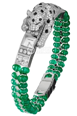 Cartier Panthère Bondissante Emeraude Panther Decor Watch Manual mechanical movement, 18k white gold, 748 brilliant-cut round diamonds