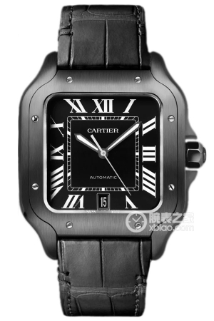 Cartier Santos WSSA0039 Automatic machinery, stainless steel and ADLC carbon coating (amorphous diamond-like carbon coating), 39.8mm
