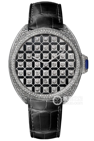 Cartier key HPI01125 Automatic mechanism, 18K rhodium-plated white gold, set with 447 brilliant-cut round diamonds, total weight 3.40mm.