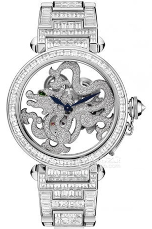 Cartier dragon-shaped square diamond skeleton watch Platinum set with diamonds, 42mm