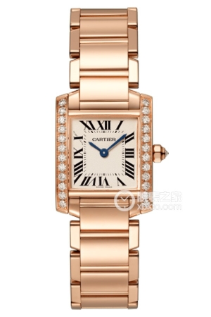 Cartier Tank WJTA0022 Quartz, 18K rose gold, set with 25 brilliant-cut round diamonds, total weight 0.25 x 20mm