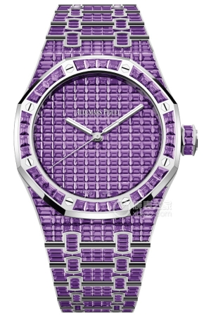 Audemars Piguet Royal Oak 15514 BC.AY.1284 BC.02 Automatic mechanical design, 18k white gold, set with baguette-cut amethyst, 41mm