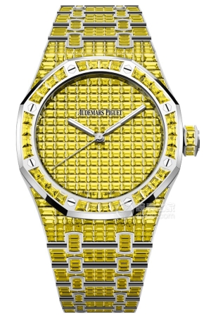 Audemars Piguet Royal Oak 15514BC.RY.1284BC.02 Automatic mechanical design, 18k white gold, set with baguette-cut yellow chrysoberyl, 41mm